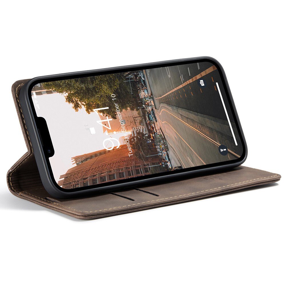 Slim Plånboksfodral iPhone 15 Pro Brun