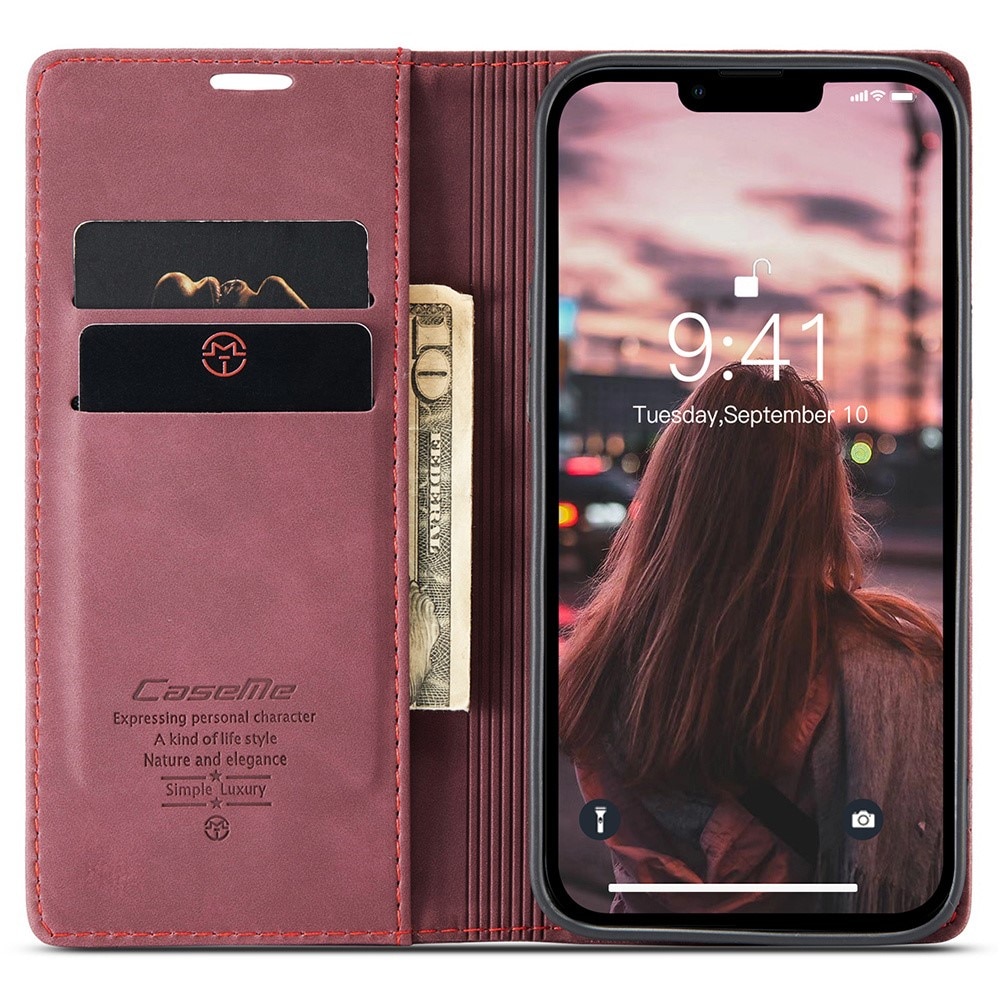 Slim Plånboksfodral iPhone 15 Pro Röd