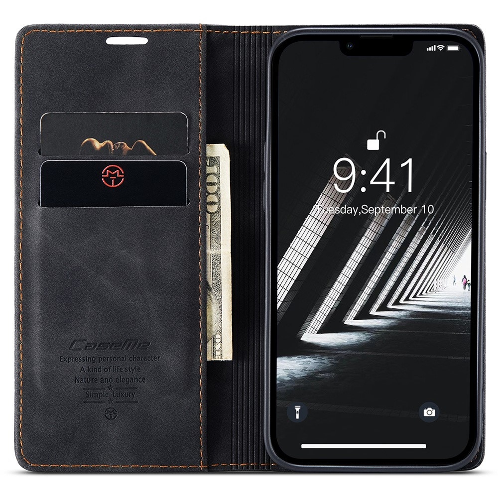 Slim Plånboksfodral iPhone 15 Plus svart