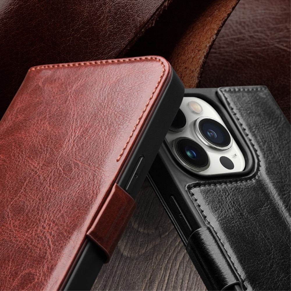 iPhone 15 Pro Max Leather Wallet Case Brown