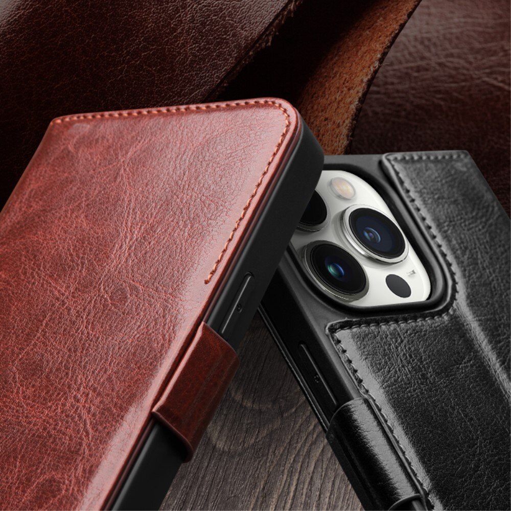 iPhone 15 Pro Max Leather Wallet Case Cognac