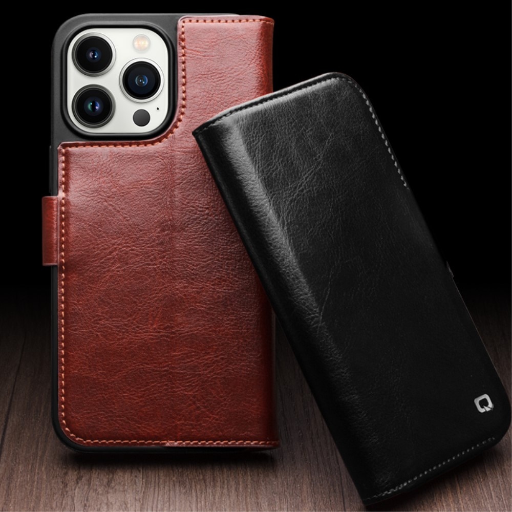 iPhone 15 Pro Leather Wallet Case Black