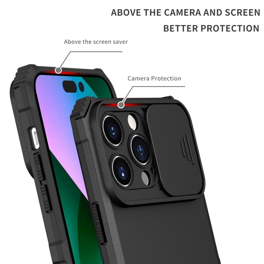 iPhone 15 Pro Max Kickstand Skal Kameraskydd Svart