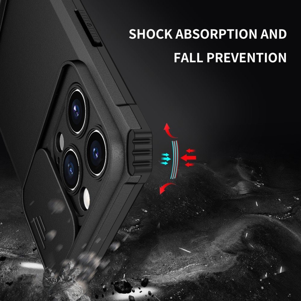 iPhone 15 Pro Max Kickstand Skal Kameraskydd svart