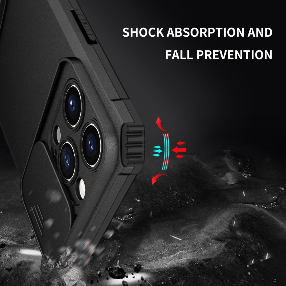 iPhone 15 Pro Max Kickstand Skal Kameraskydd Svart