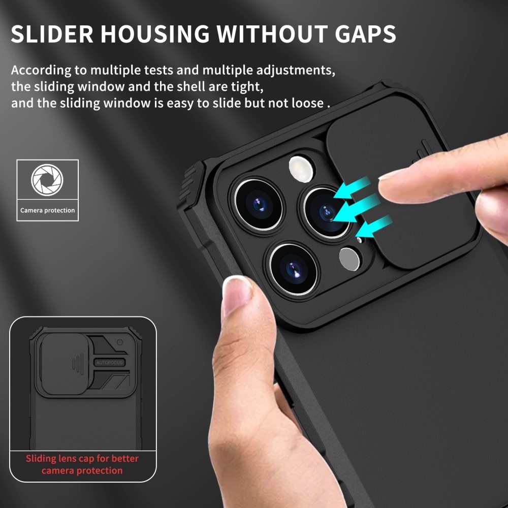 iPhone 15 Pro Max Kickstand Skal Kameraskydd Svart