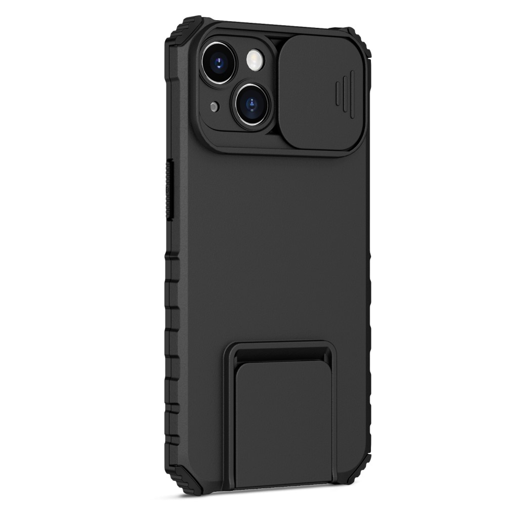 iPhone 15 Kickstand Skal Kameraskydd Svart