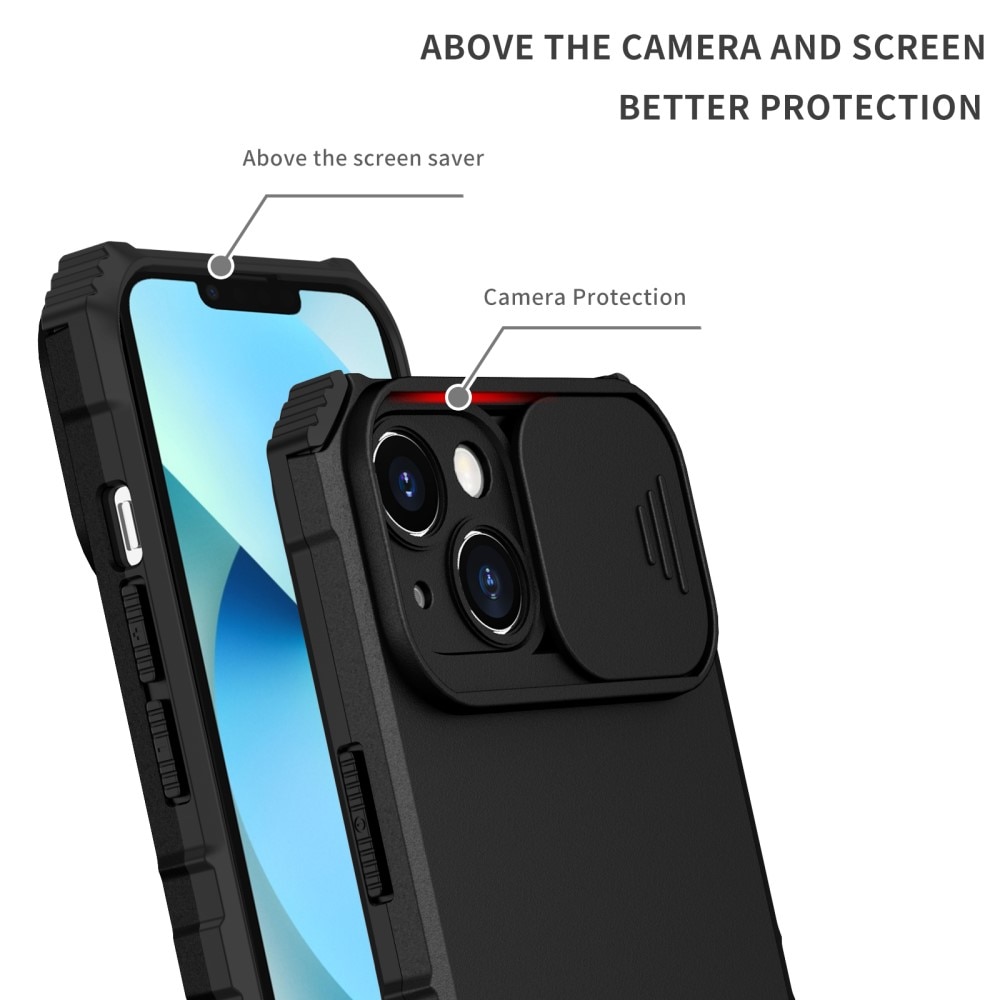 iPhone 15 Kickstand Skal Kameraskydd Svart