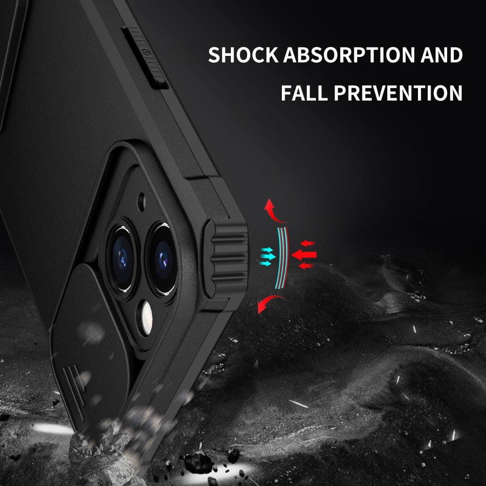iPhone 15 Kickstand Skal Kameraskydd Svart