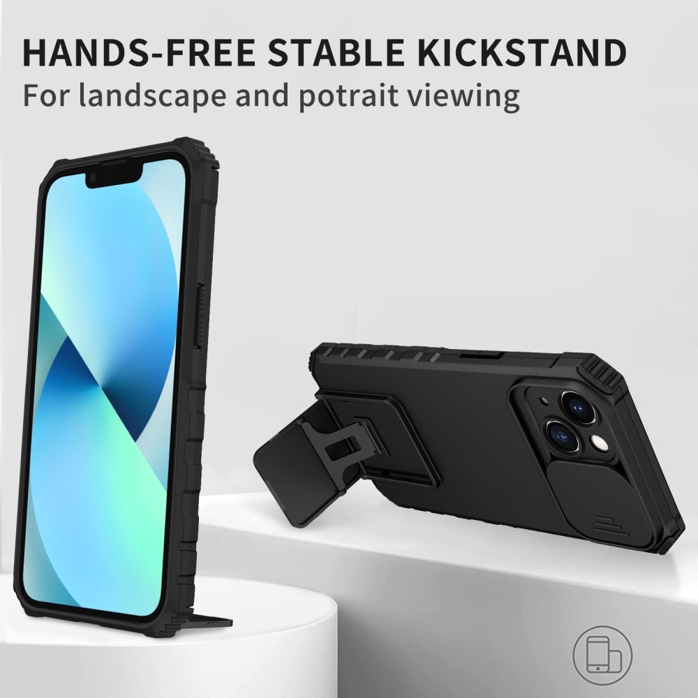 iPhone 15 Kickstand Skal Kameraskydd Svart