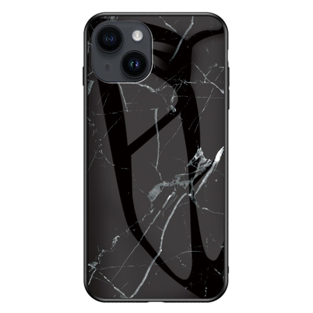 Skal Härdat Glas iPhone 15 svart marmor