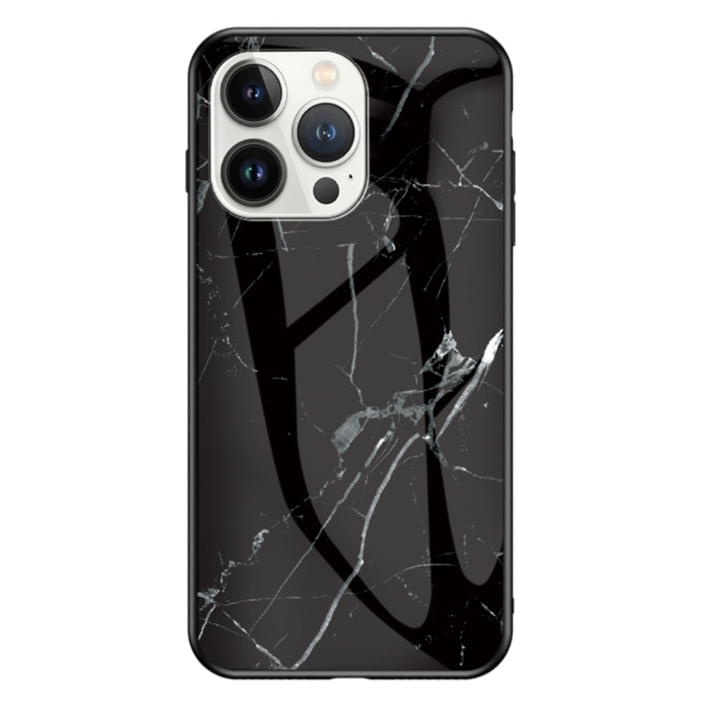 Skal Härdat Glas iPhone 15 Pro svart marmor