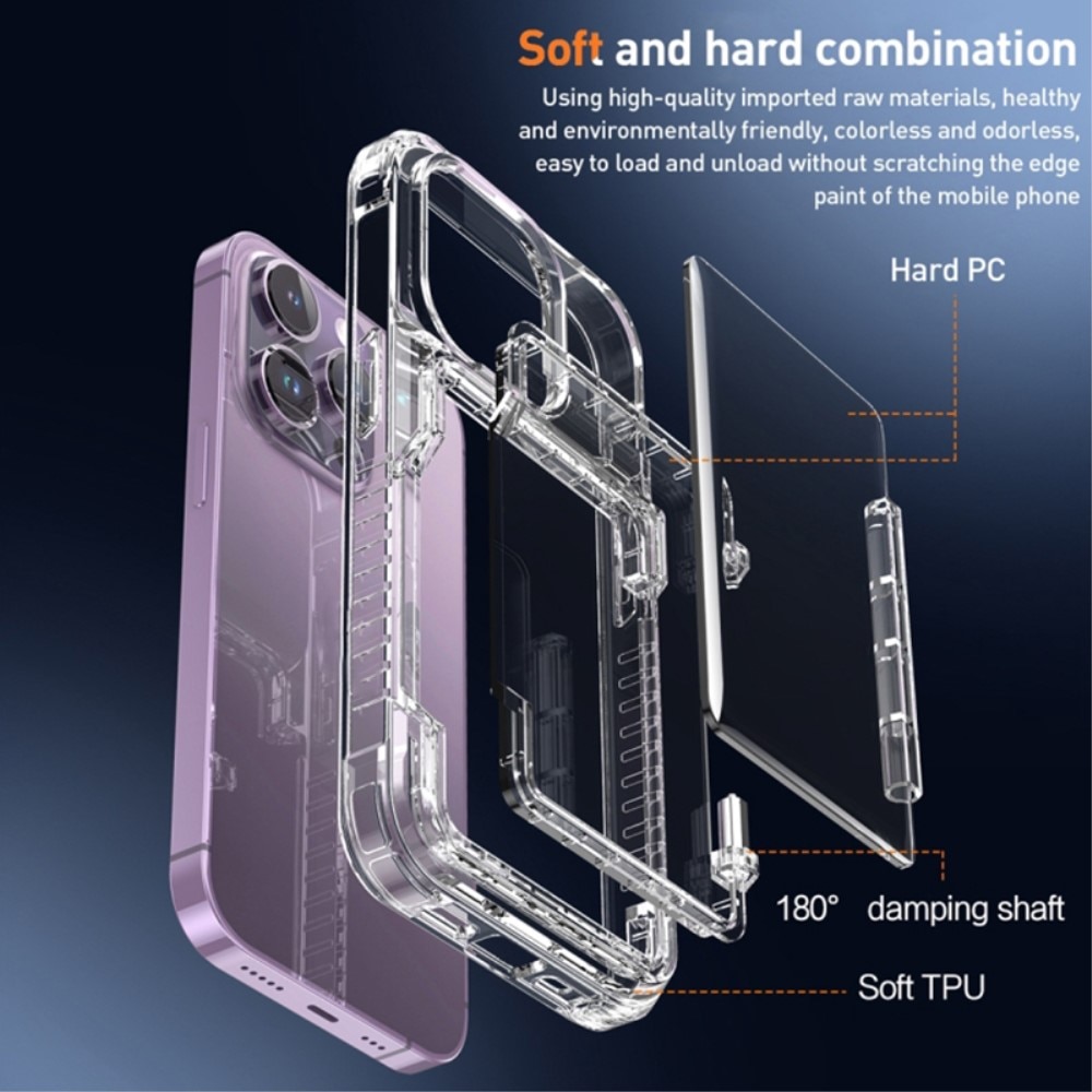 Hybridskal Kortfack Kickstand iPhone 15 Pro transparent
