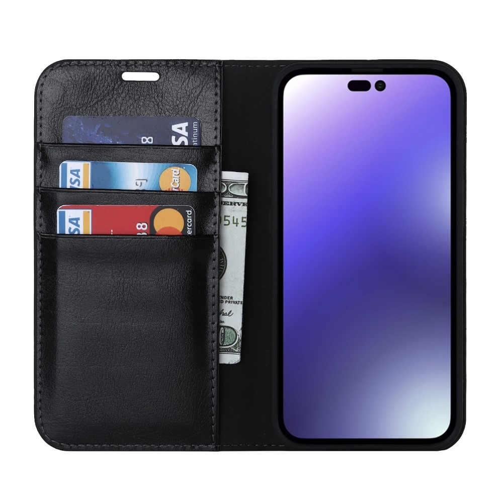 Mobilfodral Äkta Läder iPhone 15 Pro Svart
