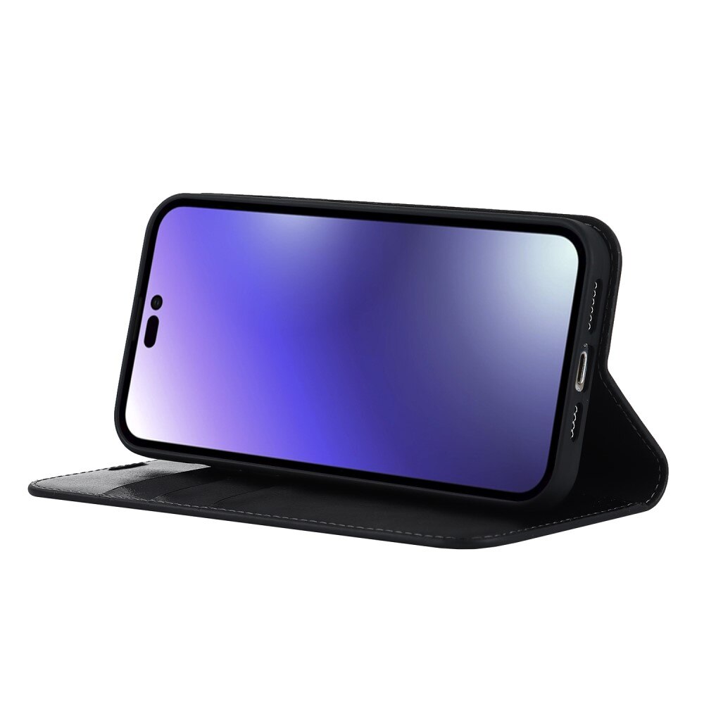 Mobilfodral Äkta Läder iPhone 15 Pro Svart