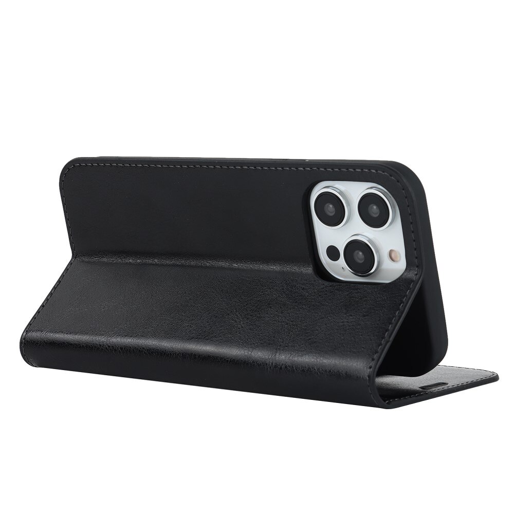 Mobilfodral Äkta Läder iPhone 15 Pro Svart