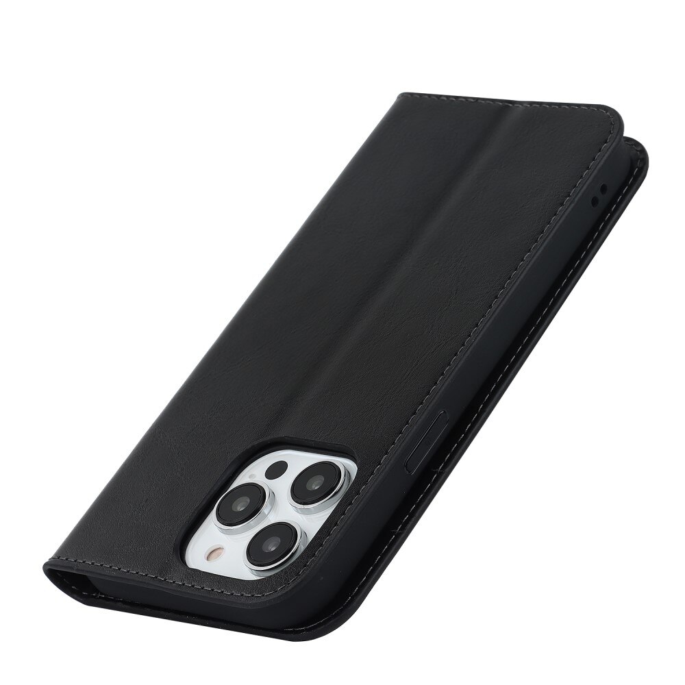 Mobilfodral Äkta Läder iPhone 15 Pro Svart