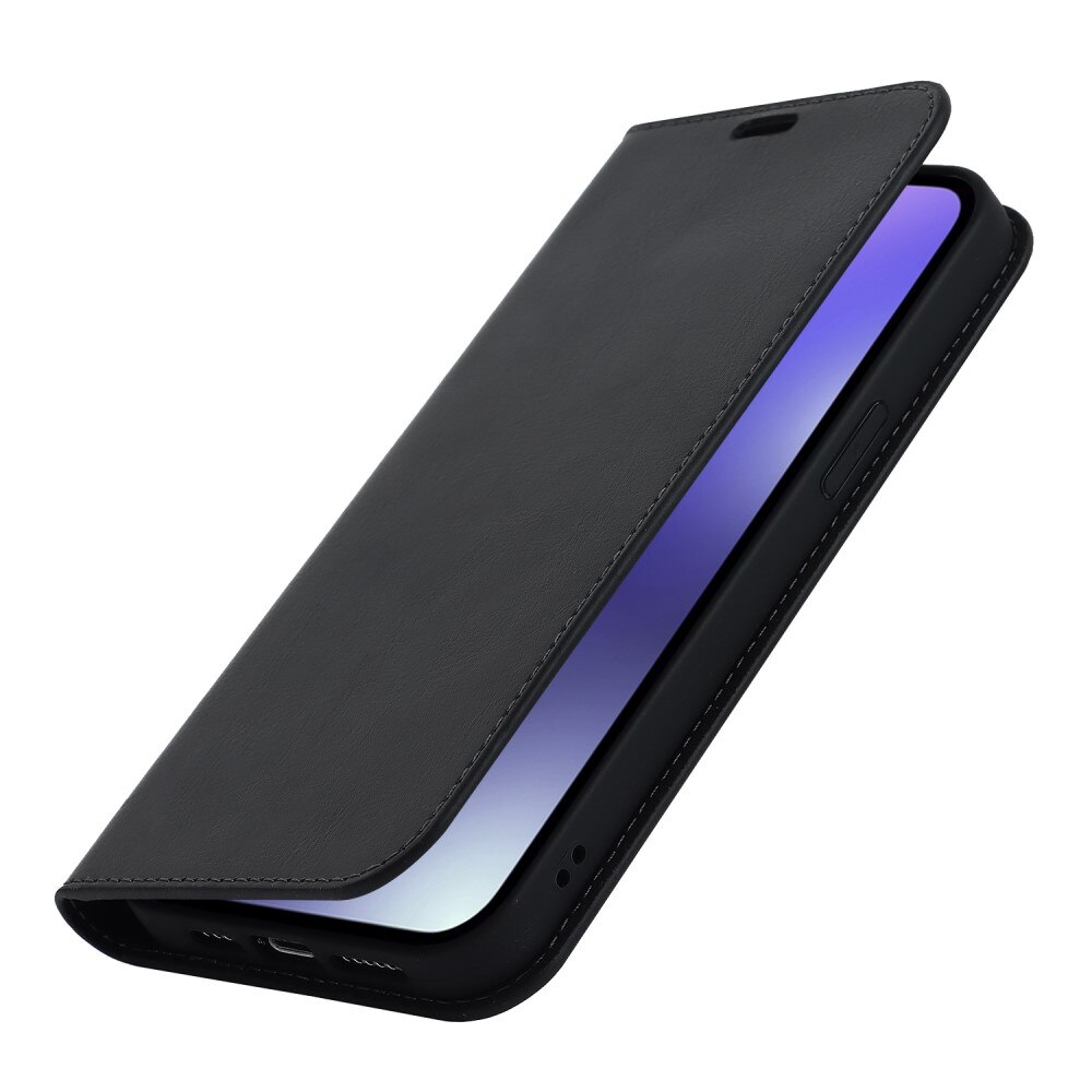 Mobilfodral Äkta Läder iPhone 15 Pro Svart