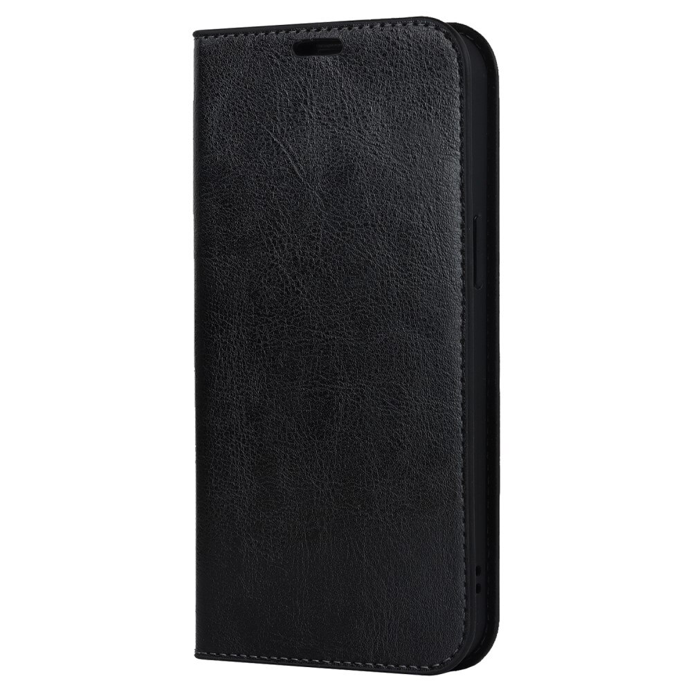 Mobilfodral Äkta Läder iPhone 15 Pro Svart