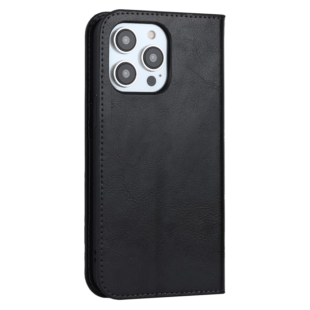 Mobilfodral Äkta Läder iPhone 15 Pro Svart