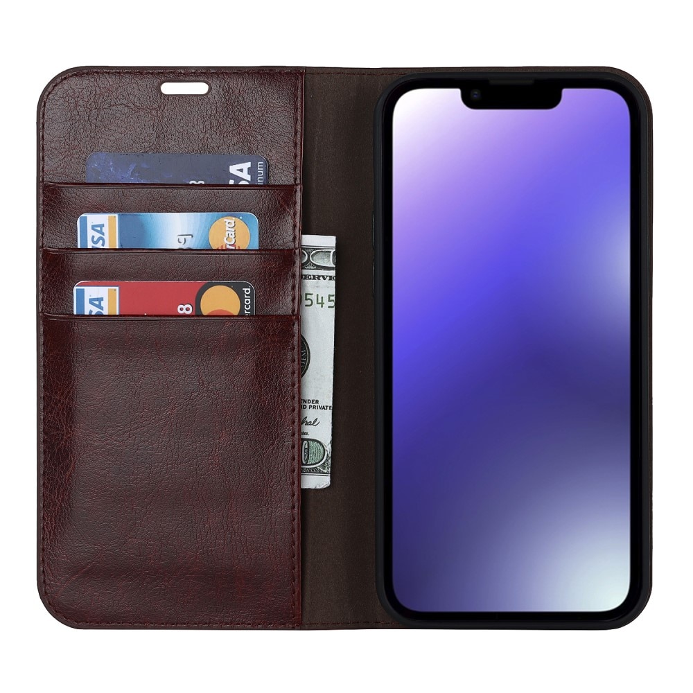Mobilfodral Äkta Läder iPhone 15 Mörkbrun