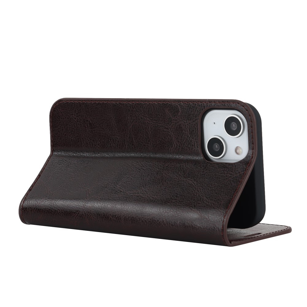 Mobilfodral Äkta Läder iPhone 15 Mörkbrun