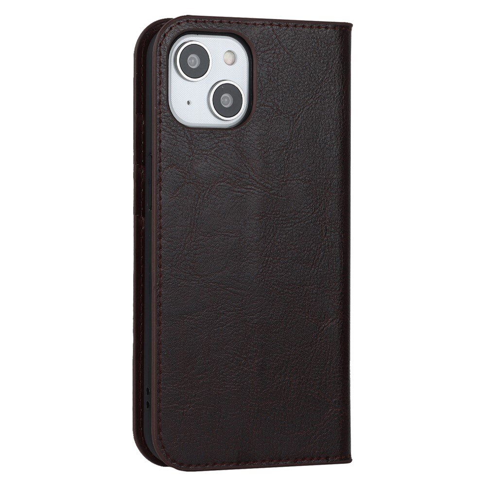Mobilfodral Äkta Läder iPhone 15 Mörkbrun