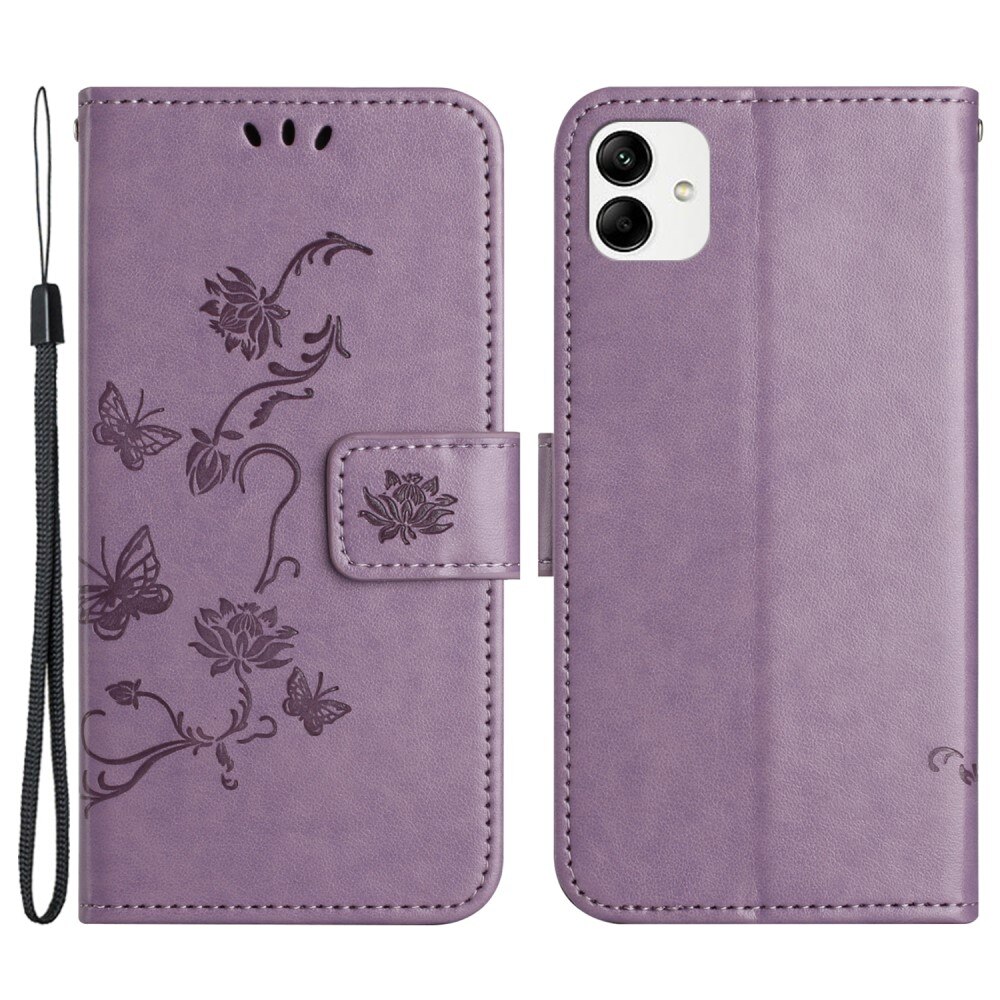 Läderfodral Fjärilar Motorola Moto G14 Lila