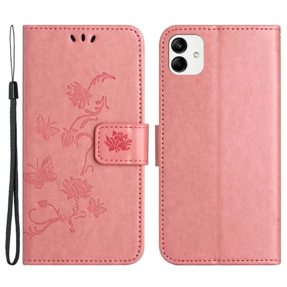 Läderfodral Fjärilar Motorola Moto G14 Rosa