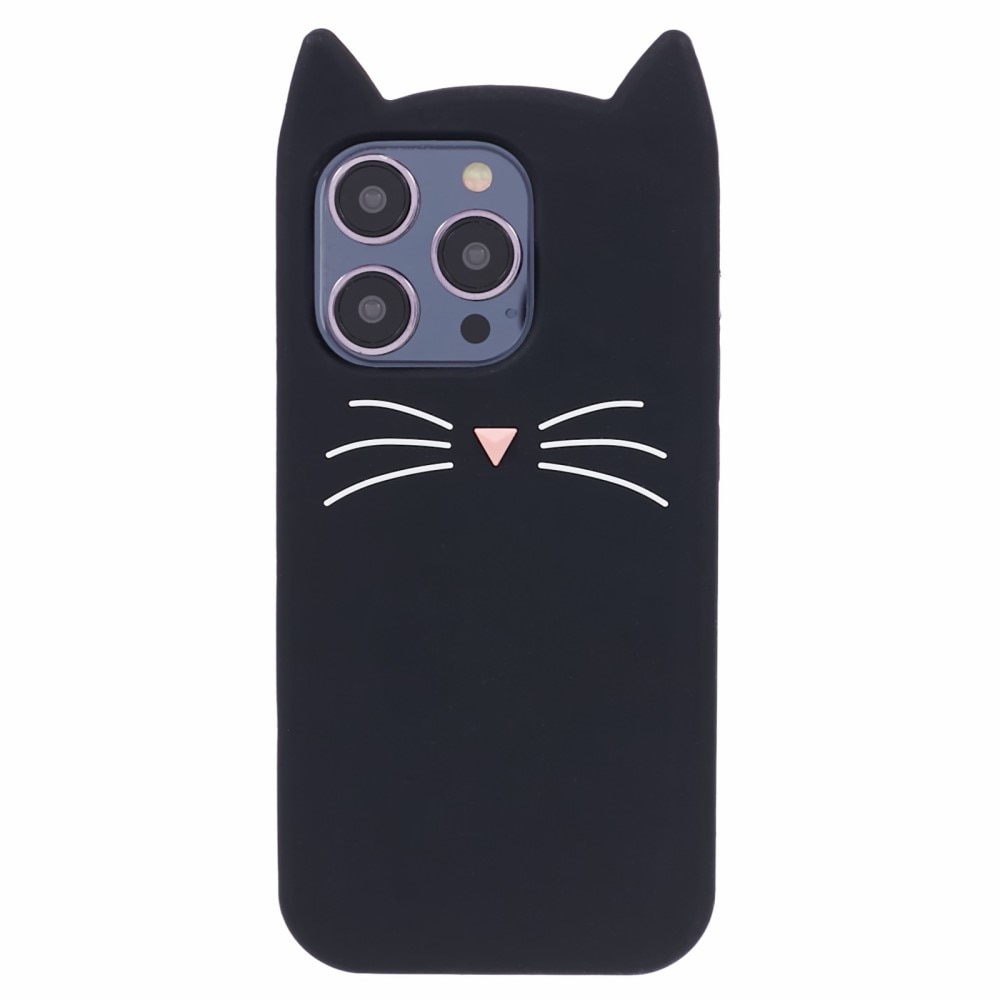 Silikonskal Katt iPhone 14 Pro svart