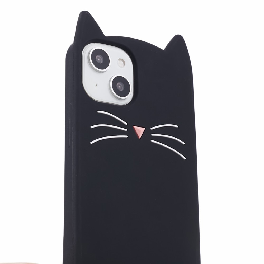 Silikonskal Katt iPhone 13 svart