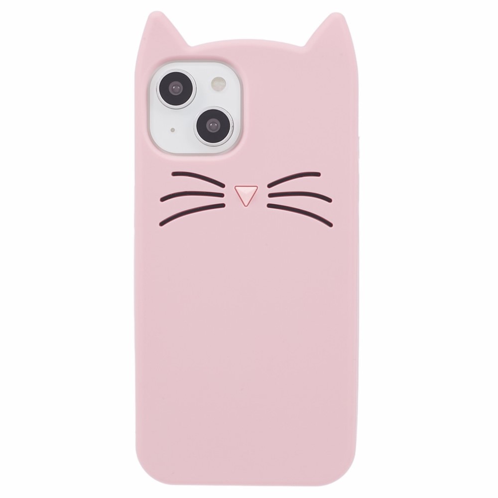Silikonskal Katt iPhone 13 rosa