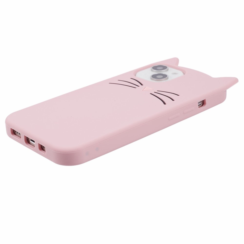 Silikonskal Katt iPhone 13 rosa