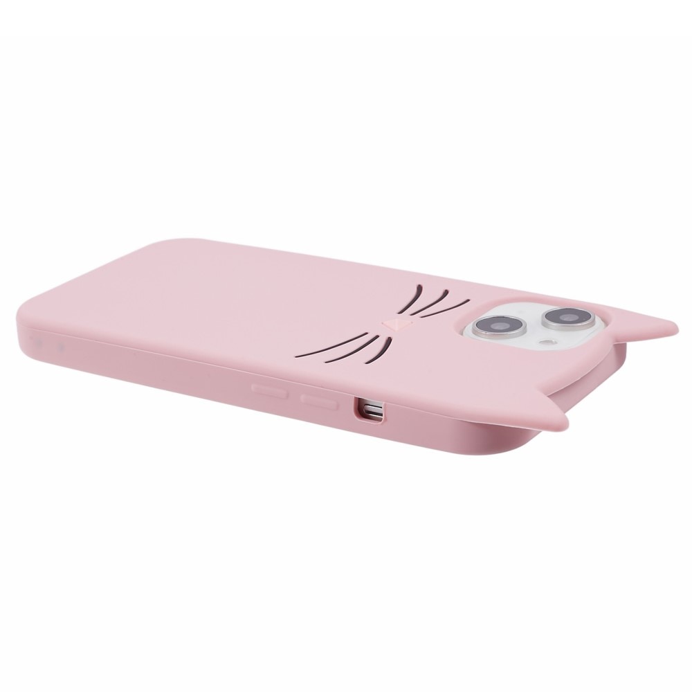 Silikonskal Katt iPhone 13 rosa