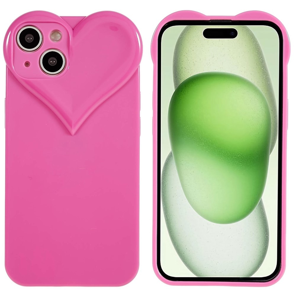 TPU Skal Hjärta iPhone 15 rosa