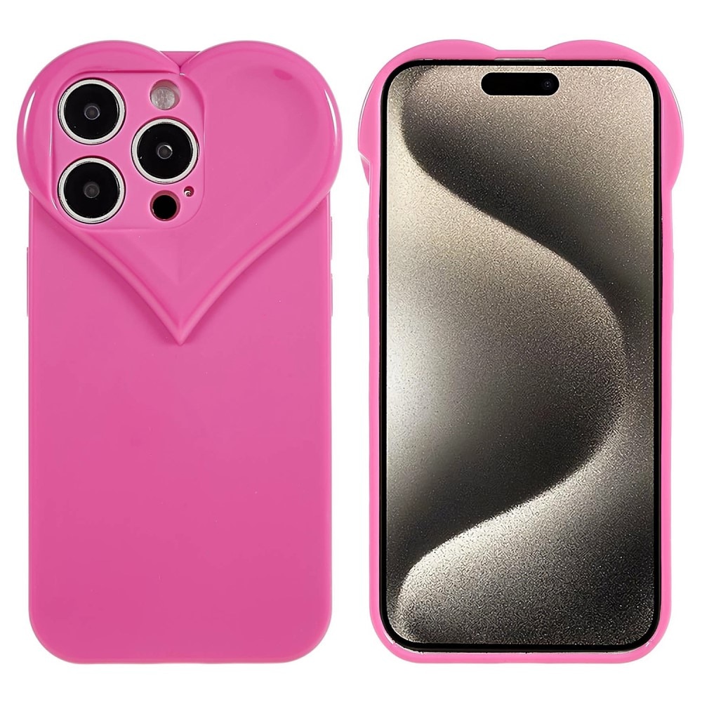 TPU Skal Hjärta iPhone 15 Pro rosa