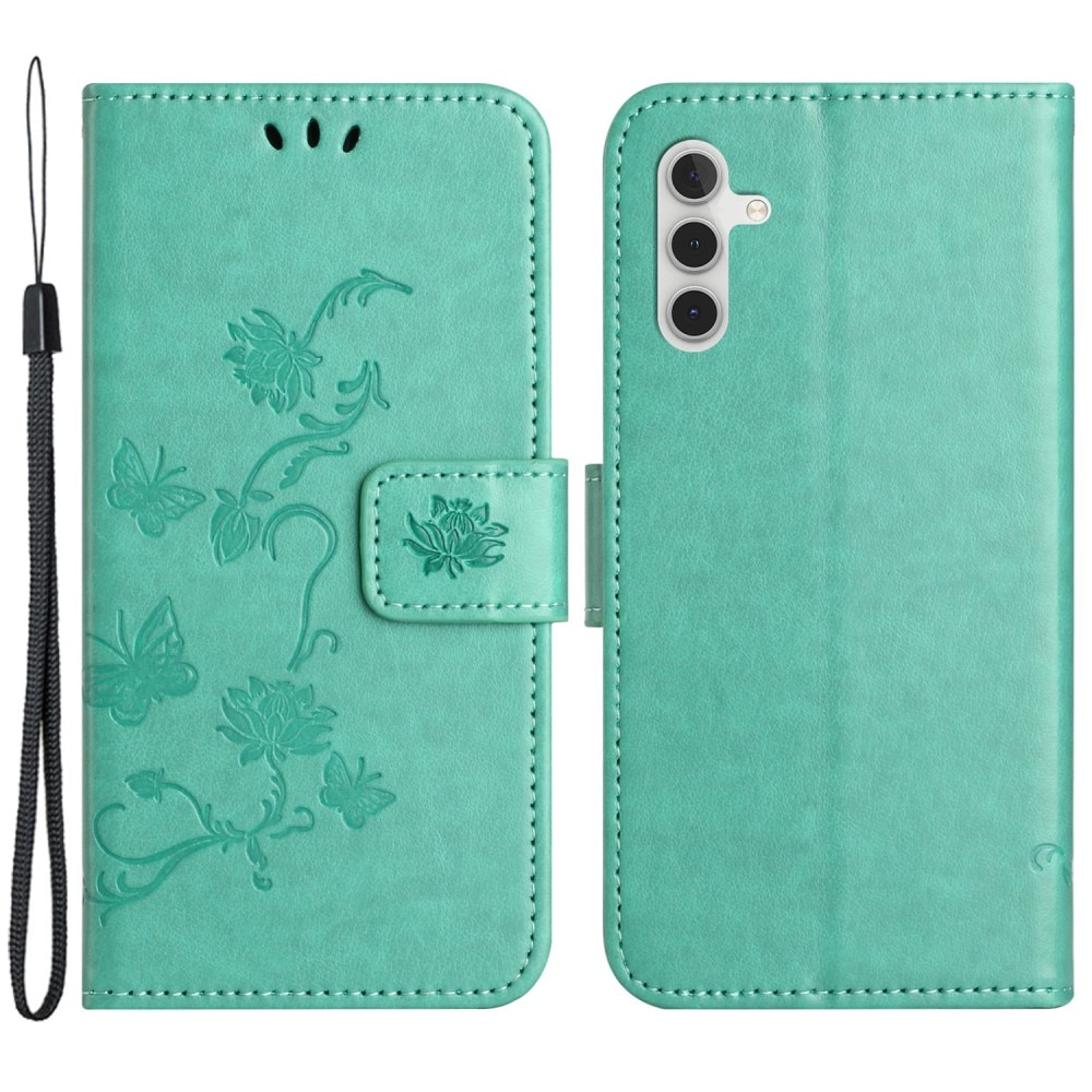 Läderfodral Fjärilar Samsung Galaxy A05s Grön