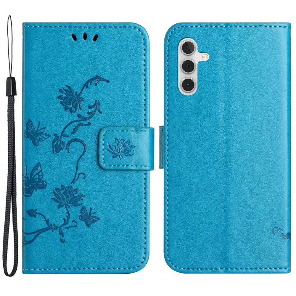 Läderfodral Fjärilar Samsung Galaxy A05s blå