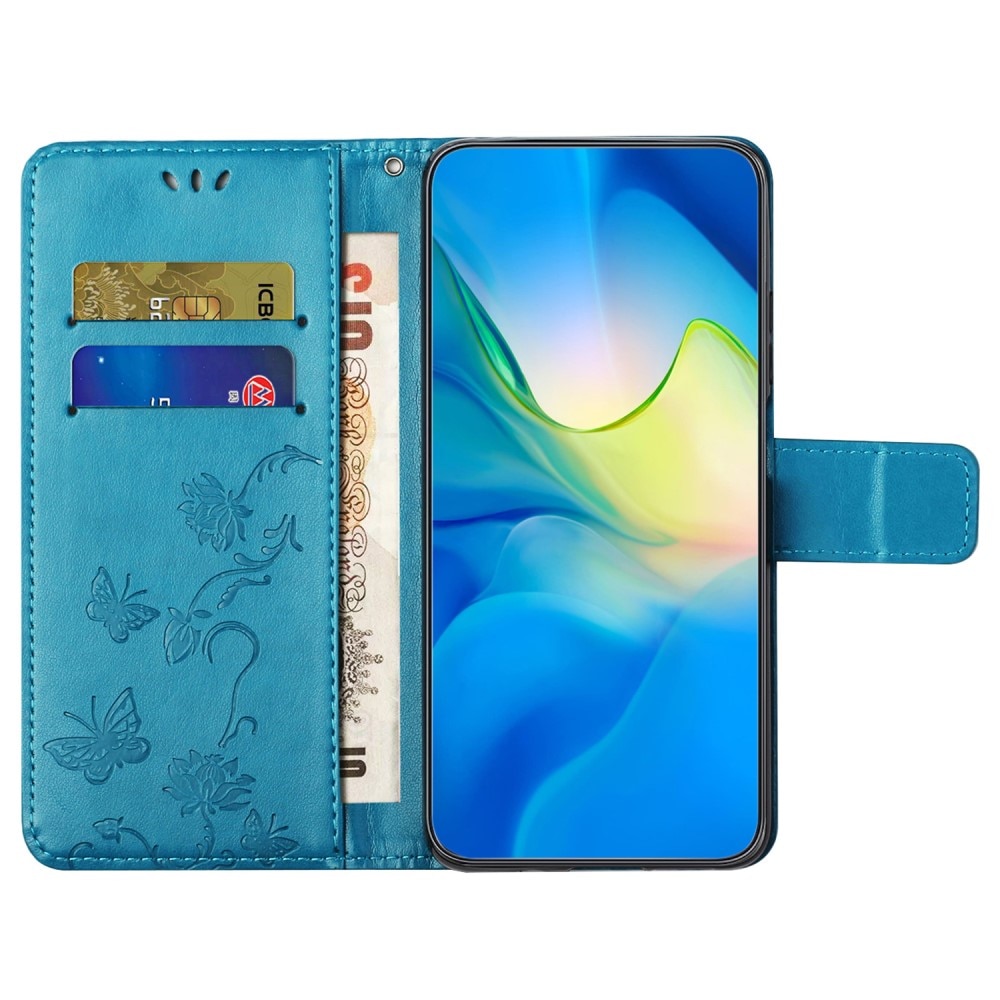 Läderfodral Fjärilar Motorola Moto G54 Blå