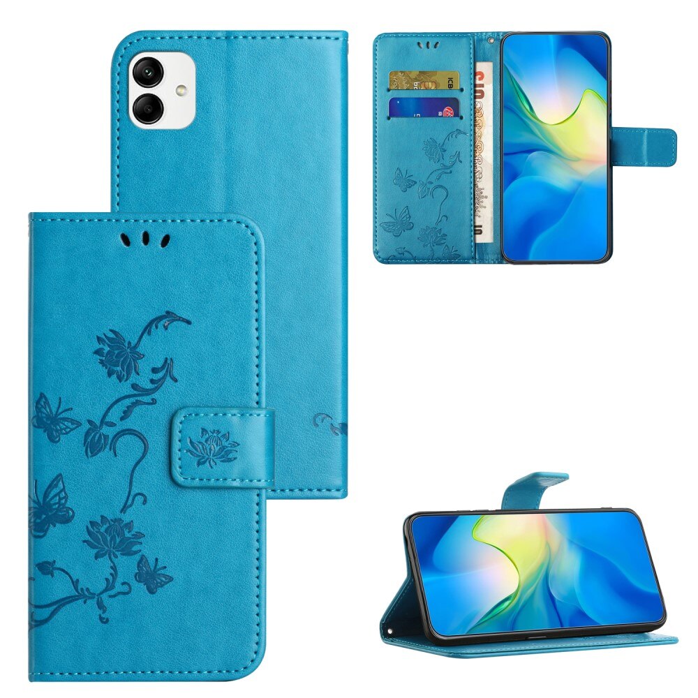 Läderfodral Fjärilar Motorola Moto G54 Blå