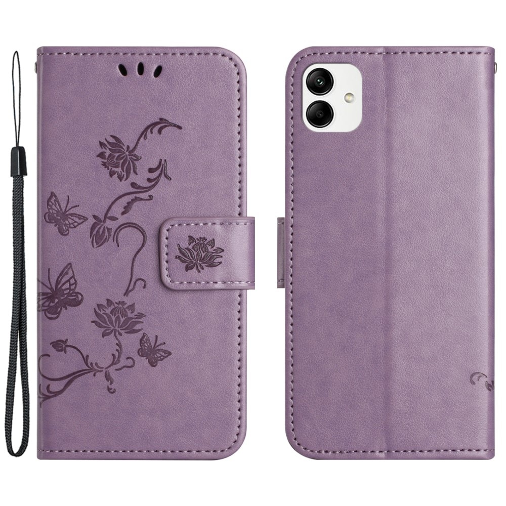 Läderfodral Fjärilar Motorola Moto G54 Lila