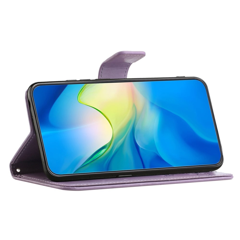 Läderfodral Fjärilar Motorola Moto G54 Lila