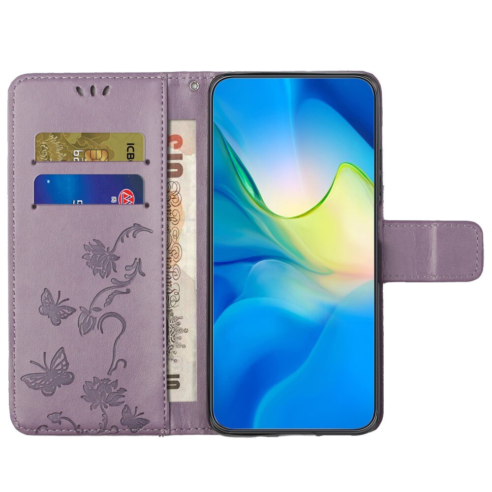 Läderfodral Fjärilar Motorola Moto G54 Lila