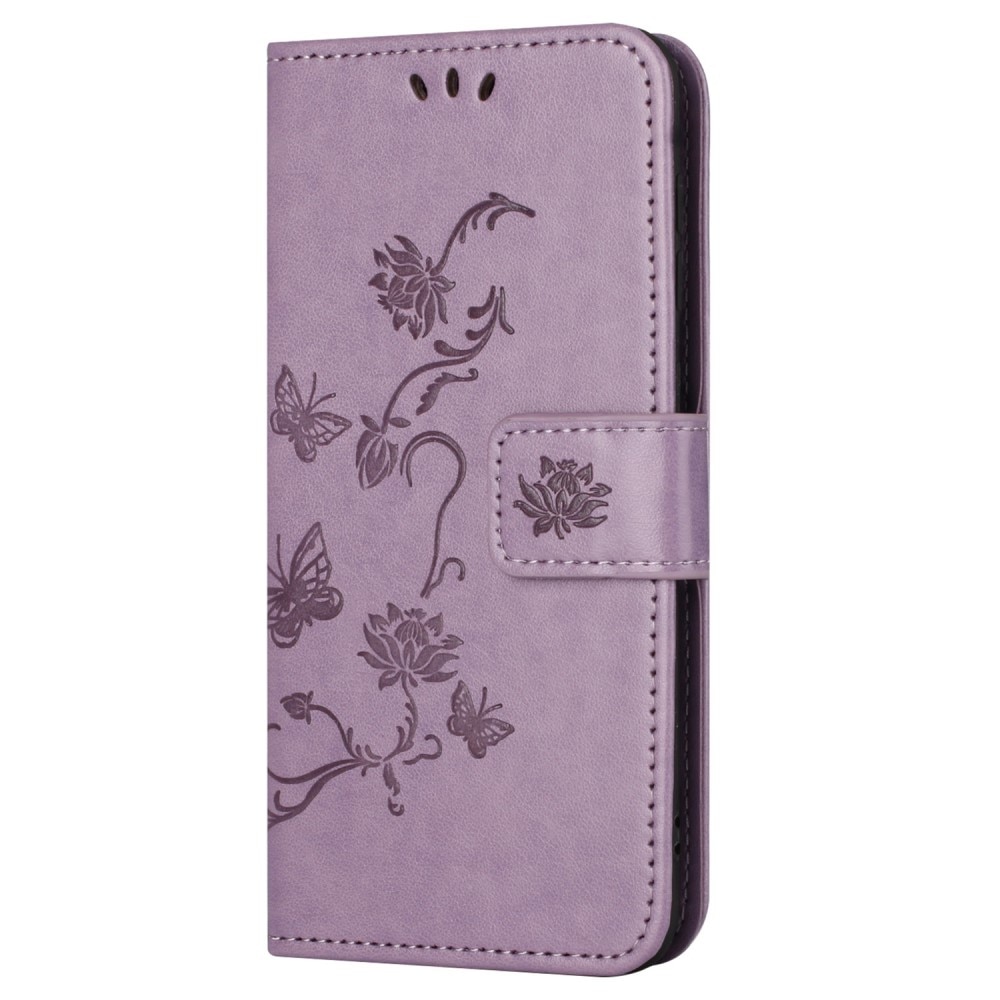 Läderfodral Fjärilar Motorola Moto G54 Lila