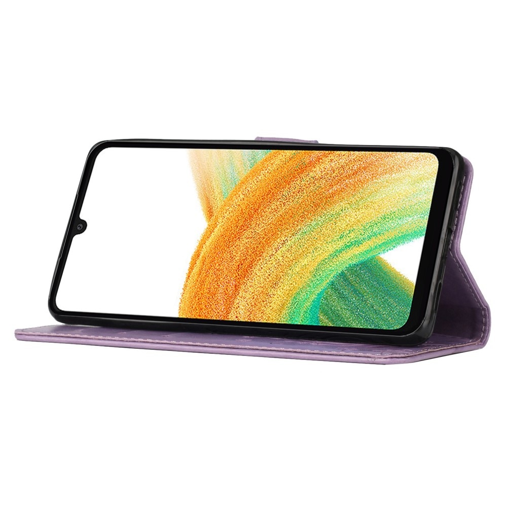 Läderfodral Fjärilar Samsung Galaxy A25 lila