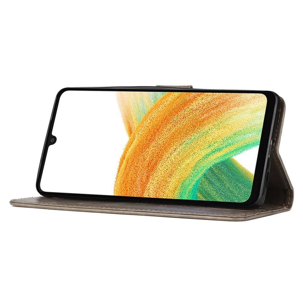 Läderfodral Fjärilar Samsung Galaxy A25 grå