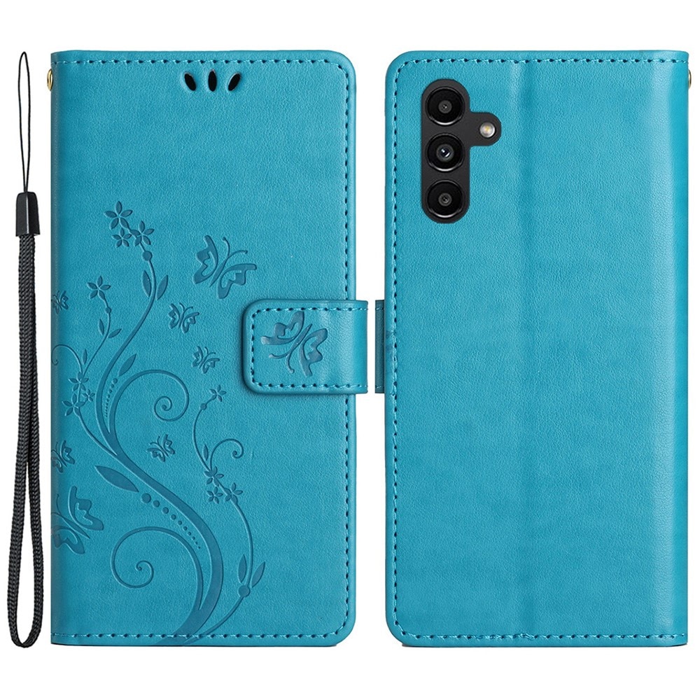 Läderfodral Fjärilar Samsung Galaxy A25 blå