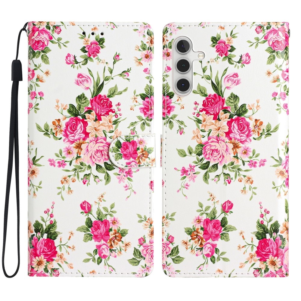 Mobilfodral Samsung Galaxy A15 rosa blommor