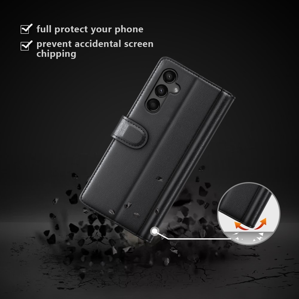 Äkta Läderfodral Samsung Galaxy A15 svart