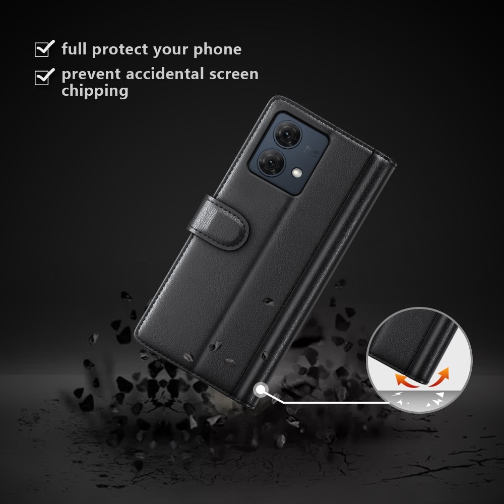 Äkta Läderfodral Motorola Moto G84 svart